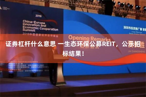 证券杠杆什么意思 一生态环保公募REIT，公示招标结果！