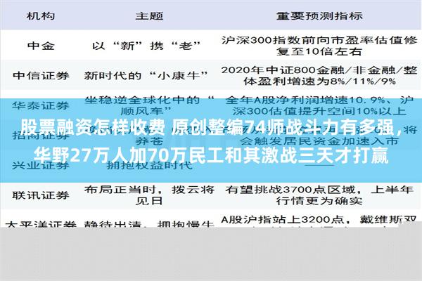 股票融资怎样收费 原创整编74师战斗力有多强，华野27万人加70万民工和其激战三天才打赢