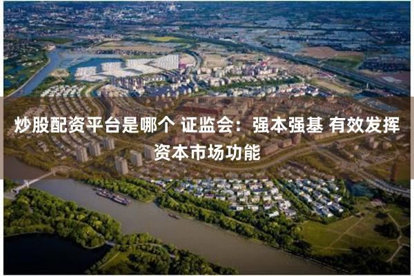 炒股配资平台是哪个 证监会：强本强基 有效发挥资本市场功能